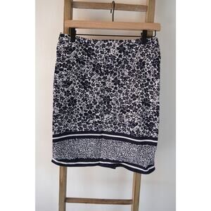 Margaret M Pencil Skirt Blue and White Floral Office Casual Womens L